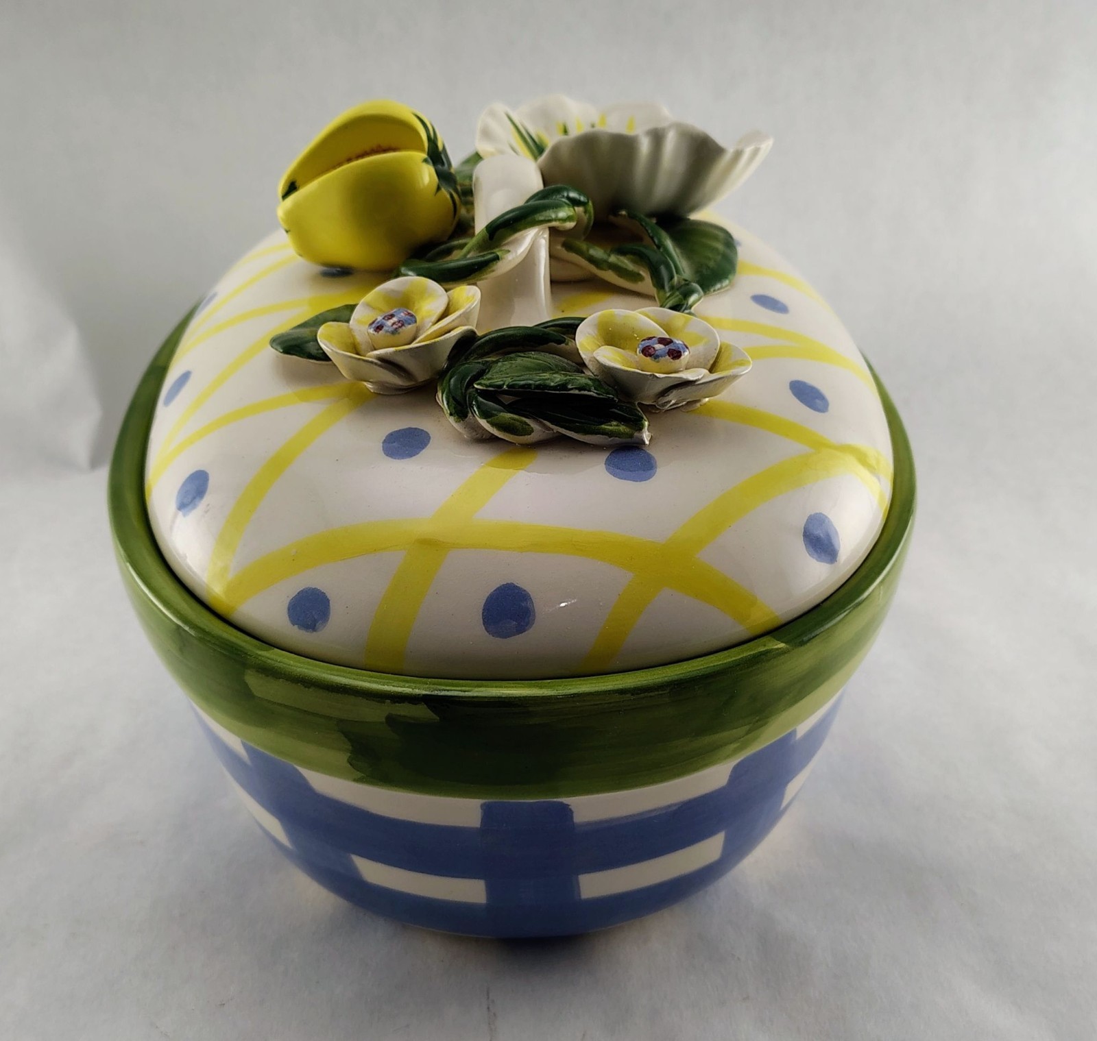 Serving Bowl Paper Windows Lidded Easter / Spring Excellent for Display VTG