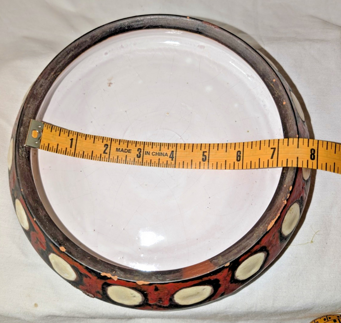 Ceramica Jardim Curitiba Red, White & Black Glazed Pot/Container w/ Lid