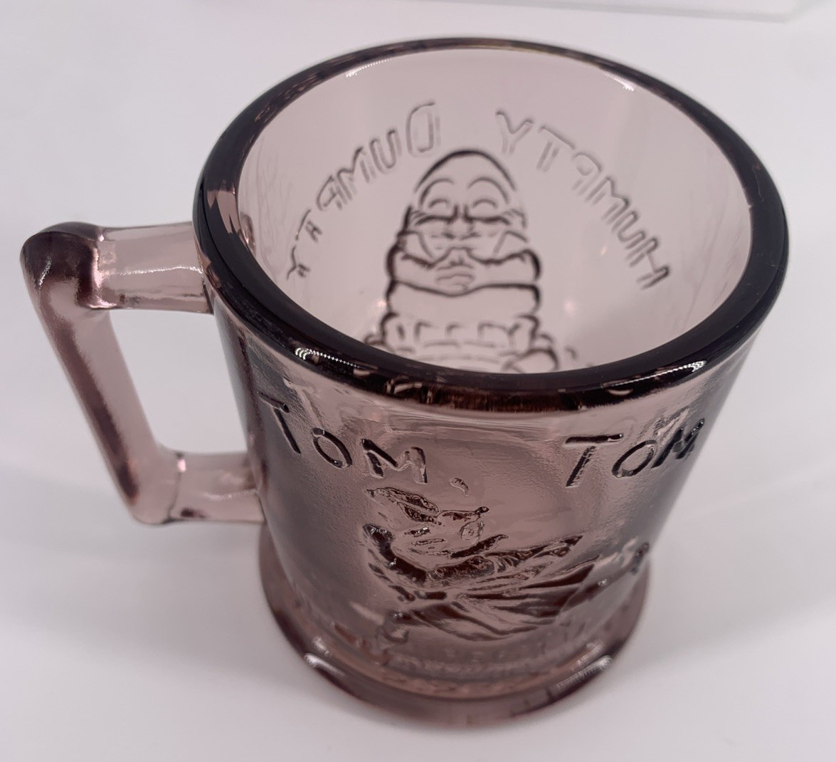 Amethyst Indiana Glass Nursery Rhyme Grill Plate, Bowl and Mug Vintage 3 Pc Set