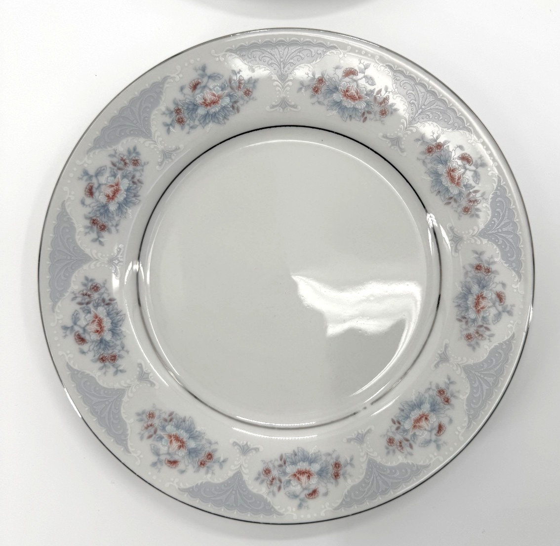 6 Silverie Fine China Sapphire Salad Plates 7.5″ Floral Discontinued Vintage