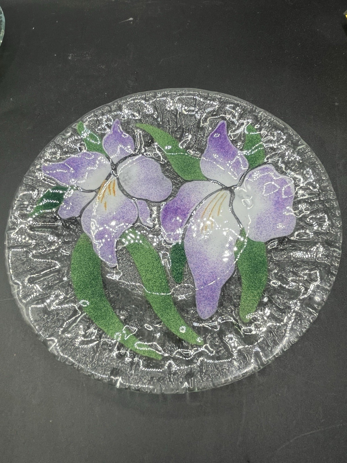 Sydenstricker Colorful Floral Crimped Fused Glass Plates Lot Of 9 Mixed Set
