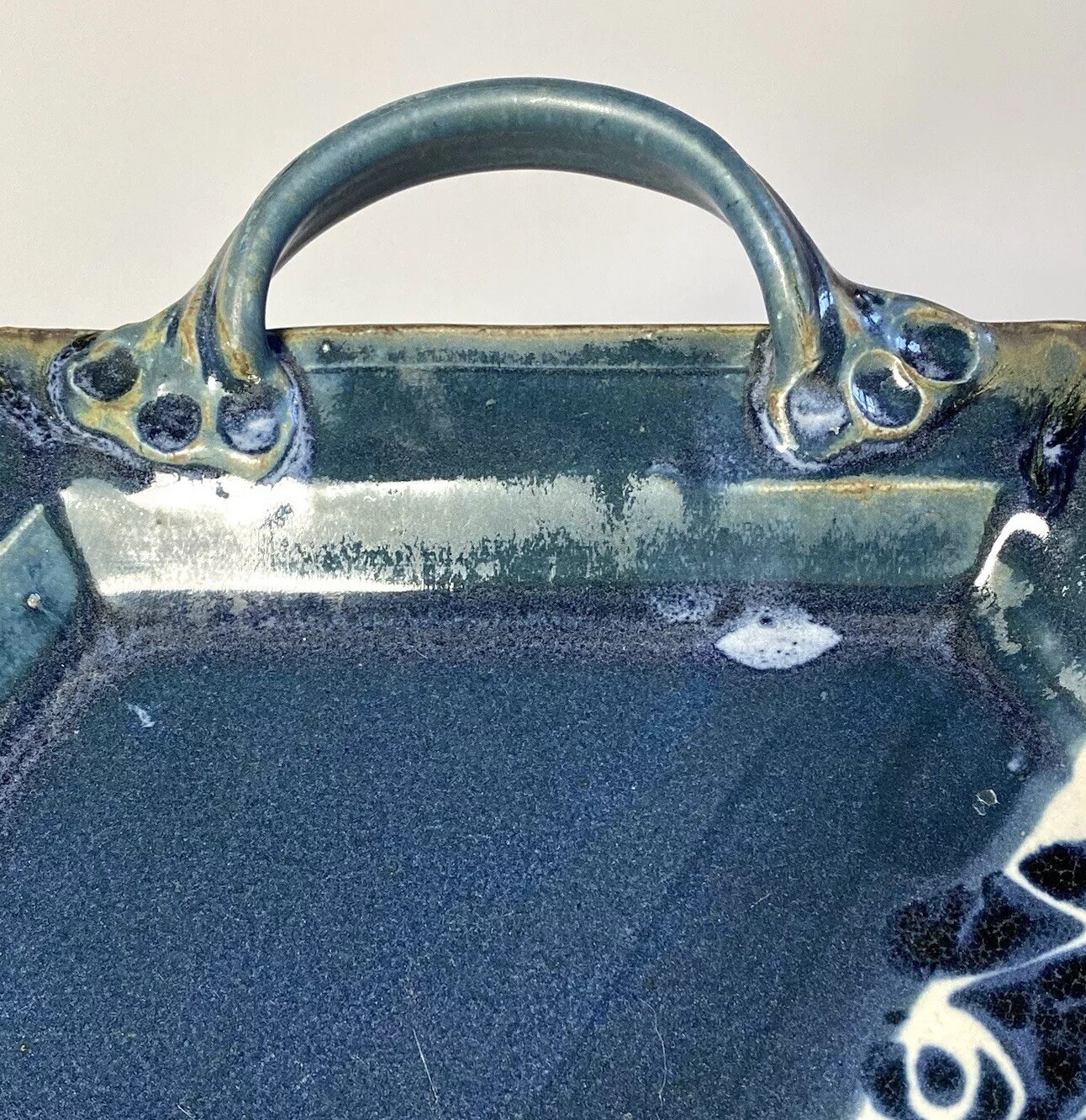 Studio Pottery Geometric Hexagon Platter Serving Tray With Handles Signed