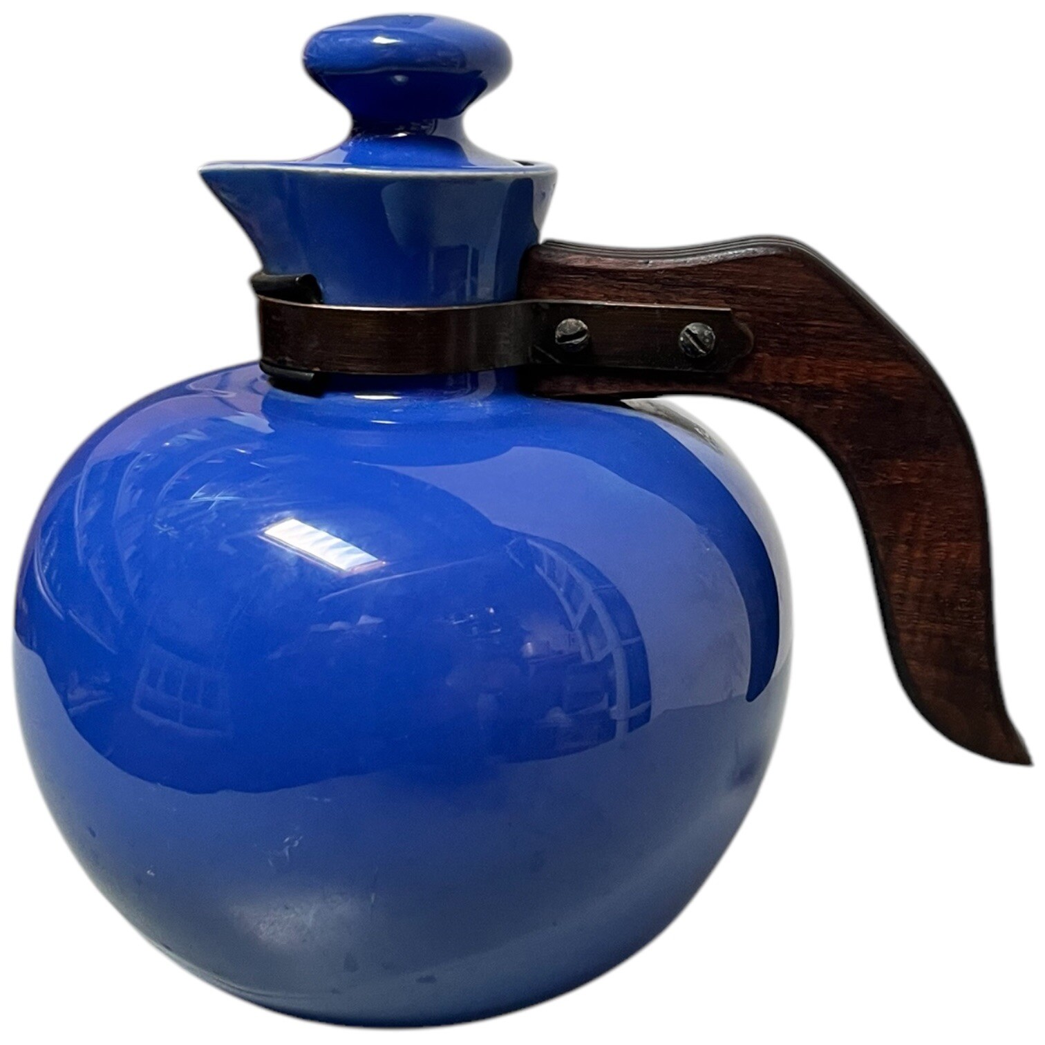 Vintage 1930s Hollydale Pottery California Cobalt Glaze Carafe Jug & Stopper