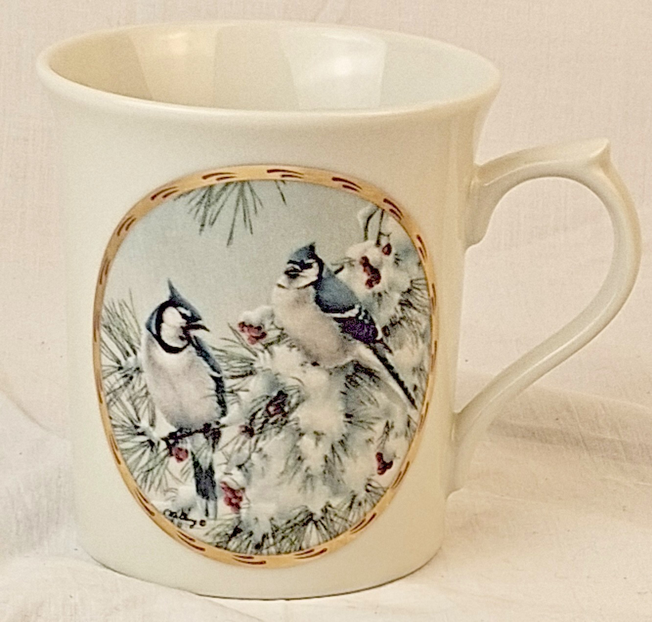 Lenox Nature’s Collage Winter’s Song Mug Catherine McClung Mountain Jays 1994