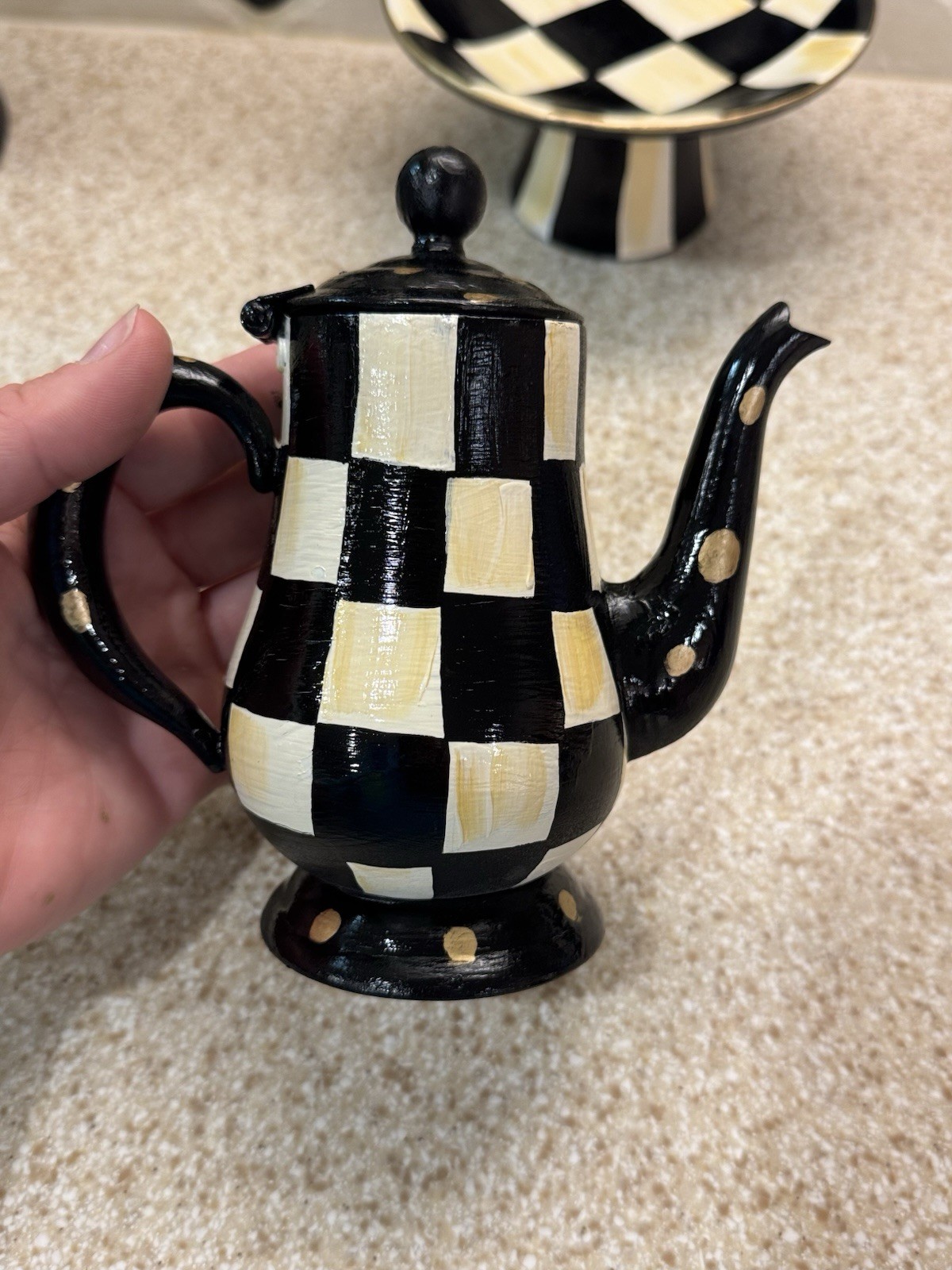 McKenzie Childs INSPIRED Mini Creamer And Pedestal