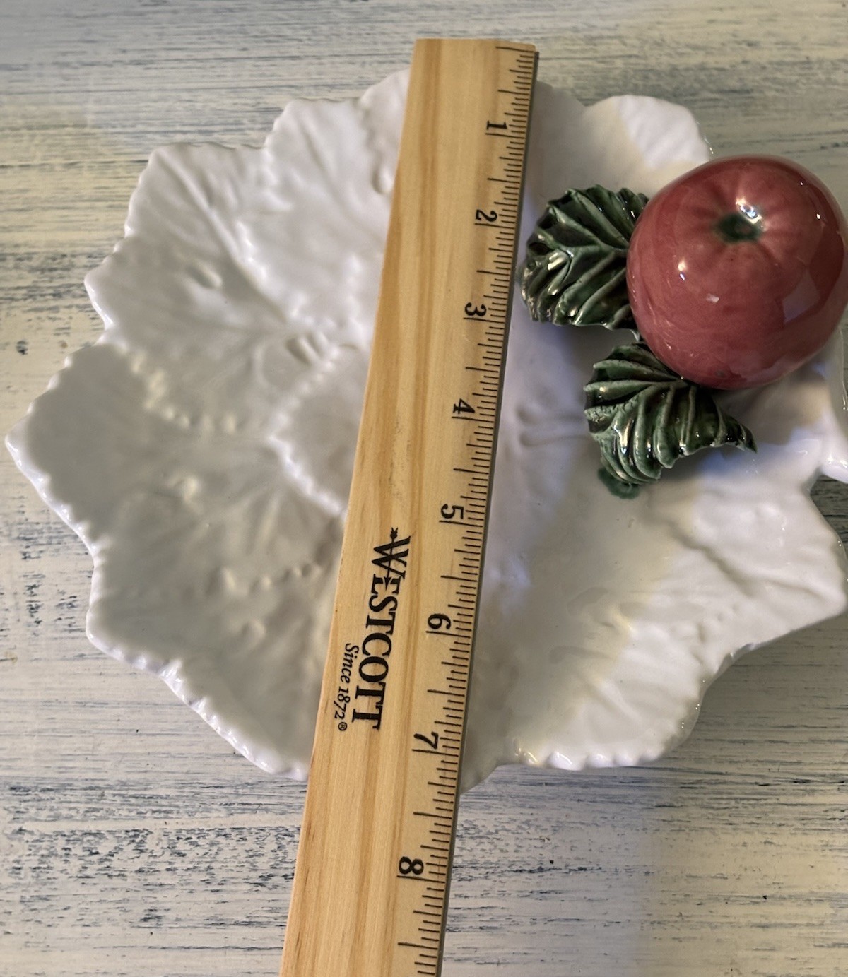 Vintage Cabbage Leaf Plate With 3d Fruit And Leaves Made In Italy