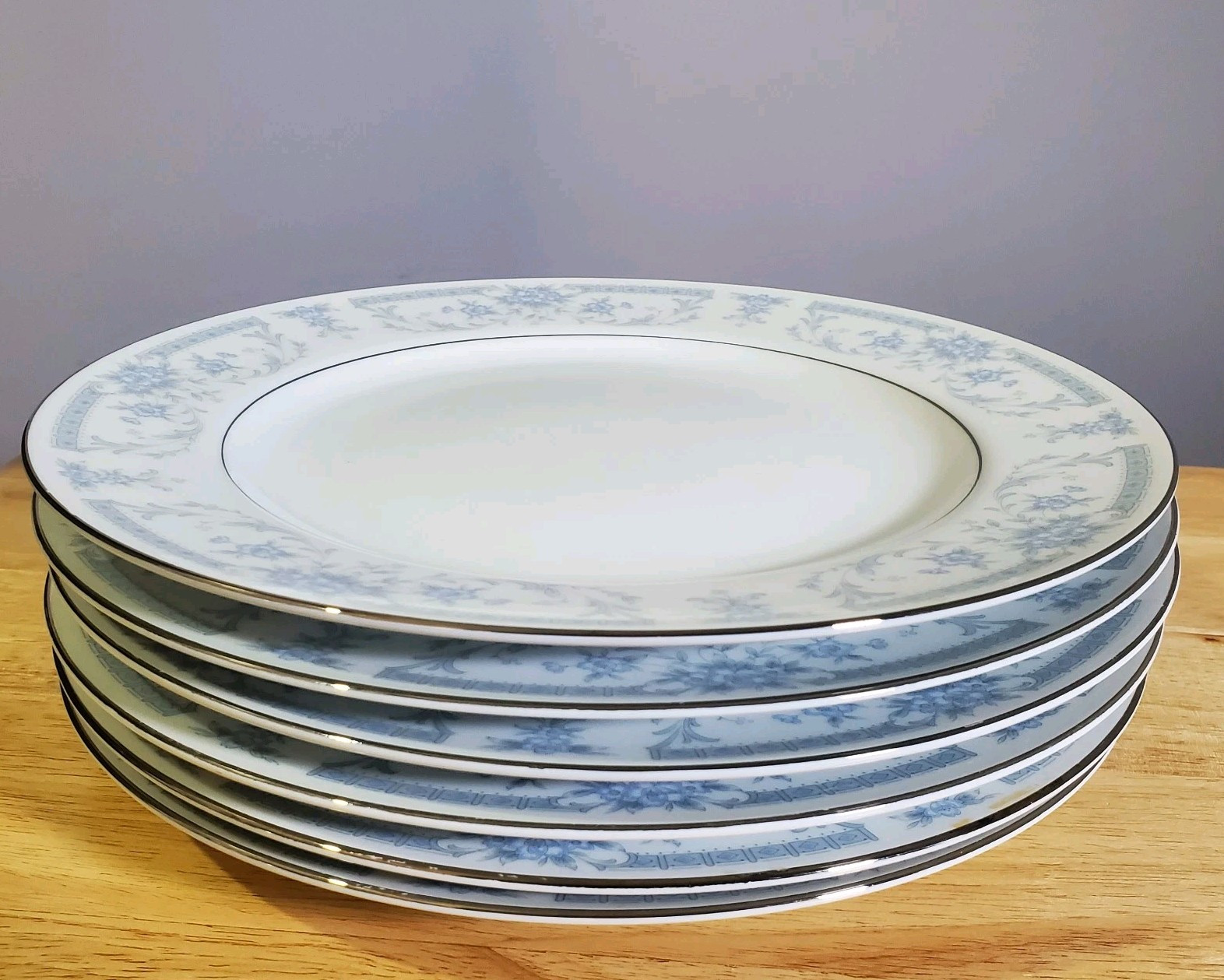 X6 Vintage Sheffield 1985 Blue Whisper Porcelain Dinner Plates Made In Japan GUC