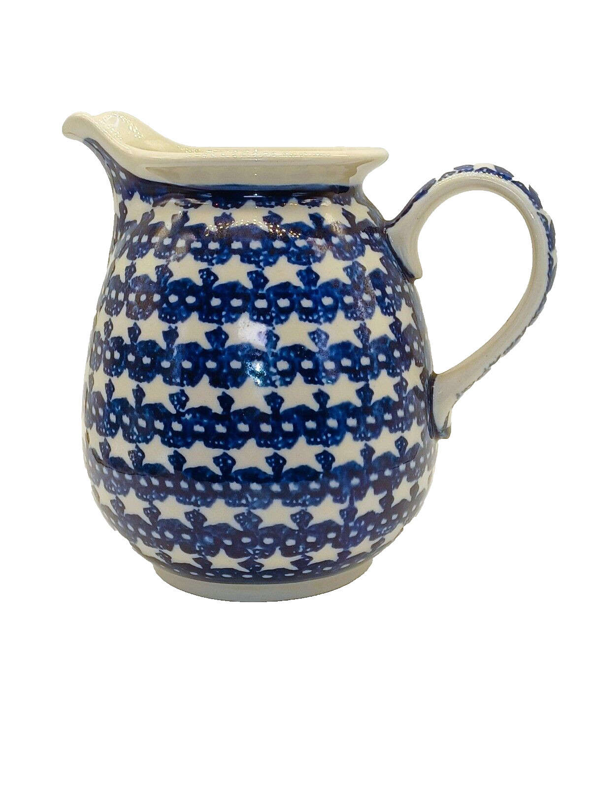 Polish Pottery STAR Blue & White 6″ Pitcher Jug Boleslawiec * see last picture