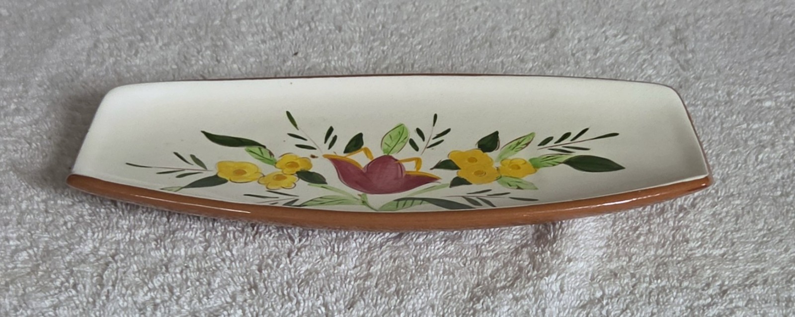 Stangl Pottery Country Garden Pickle Relish Dish Hand Painted Floral 10 3/8″