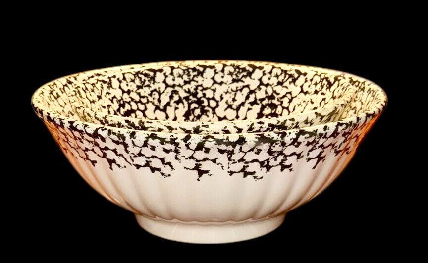 RARE Black & White Vintage Himark Spongeware Serving Bowl Italy 9 1/2” & 12″