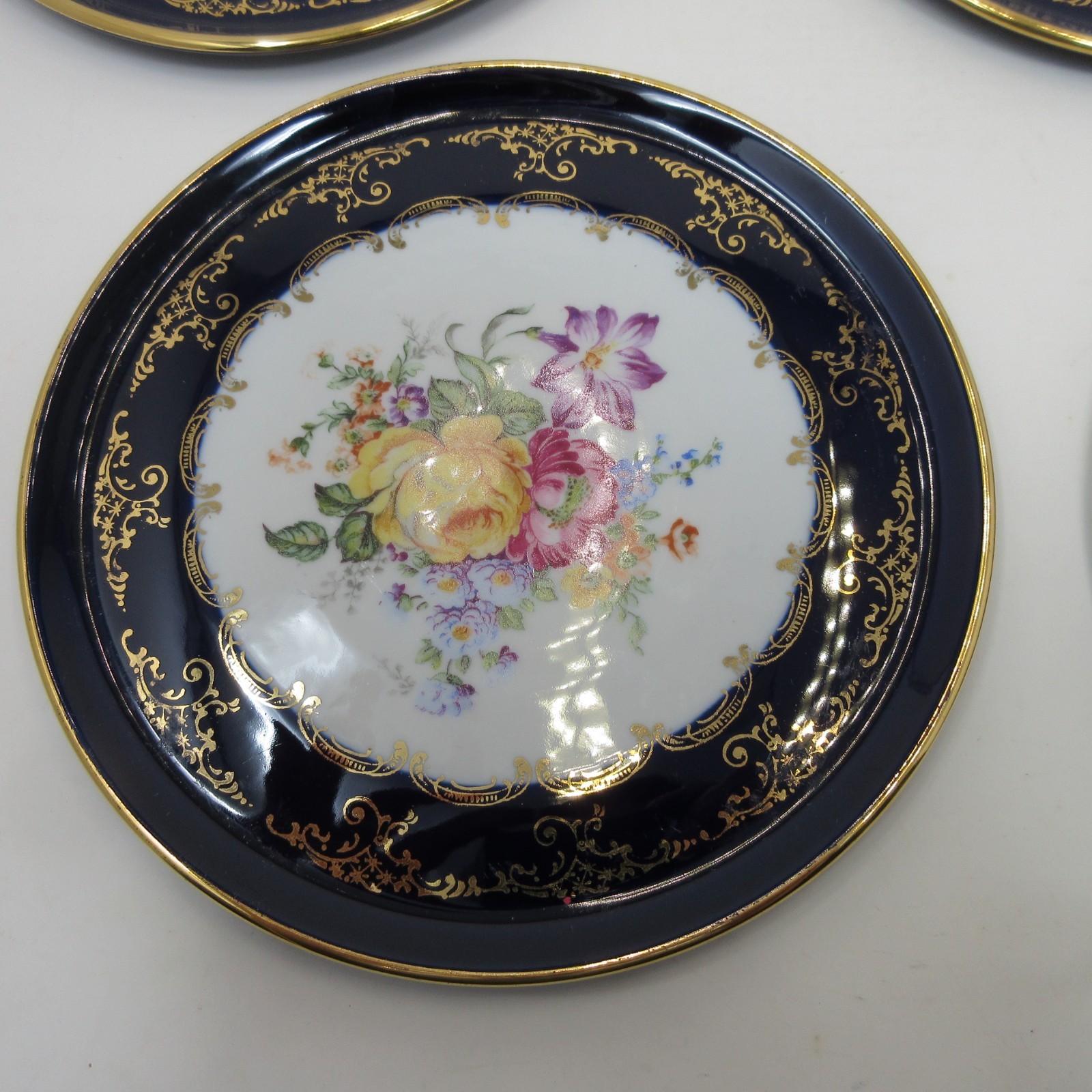 5 COULEUVRE FRANCE CHINA PORCELAIN VERITABLE COBALT LIMOGES PLATES 7 7/8 INCH