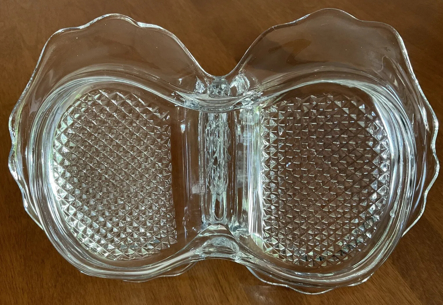 ’50s-’60s Cambridge Glass Clear Glass Divided Server or Candy Dish With Handle