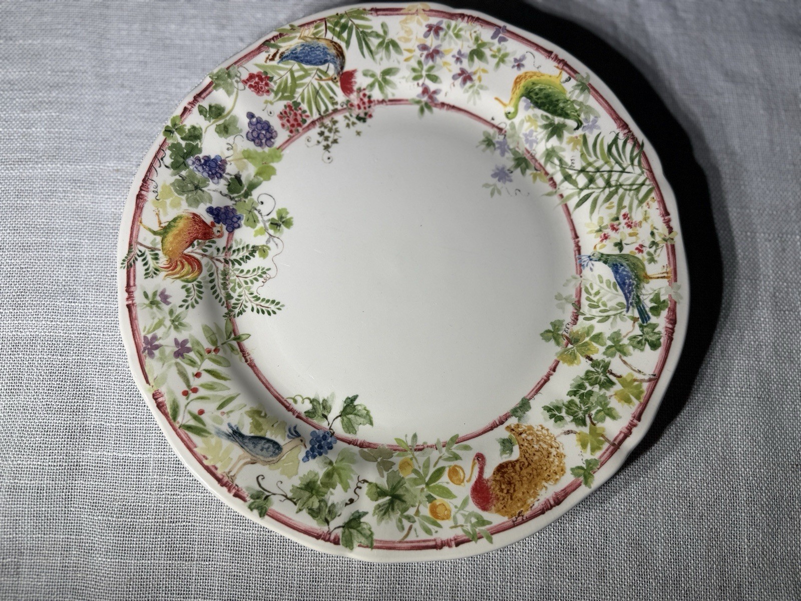 Gien France Villa Medicis Lunch Plates 9.25” Set 4 + 2 Baking Ramekins Faience