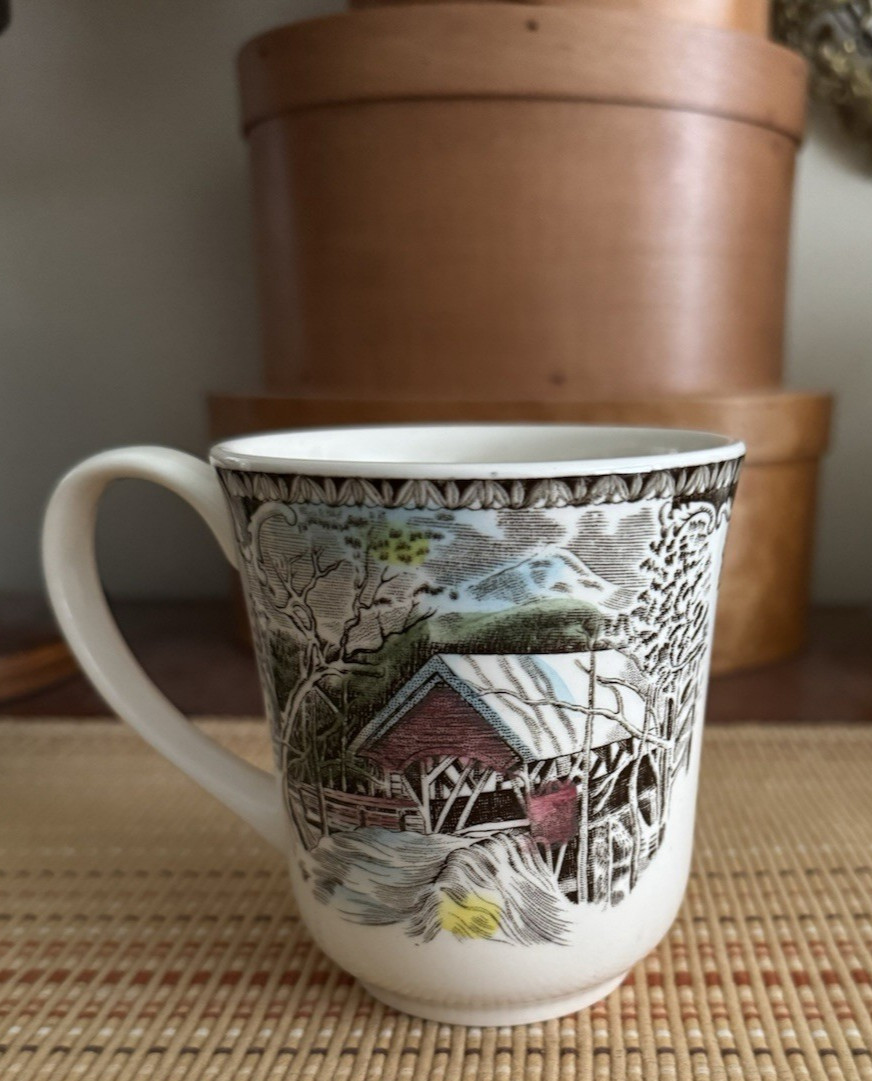 Johnson Bros. Friendly Village Covered Bridge Coffee Tea Mug 9 oz Country Scene