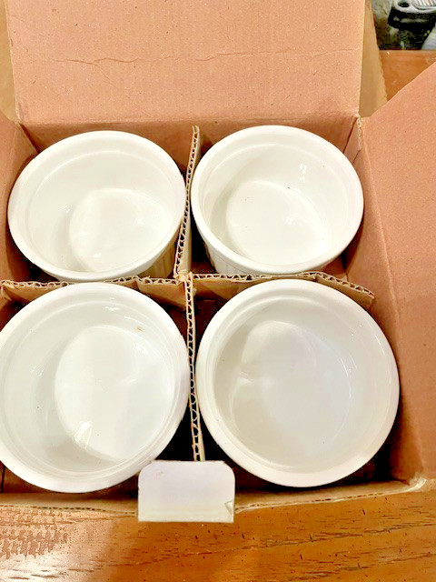 New Stoneware Ramekins Set of 4 “Holiday Home”, Free Shipping