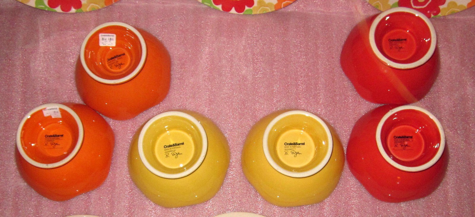 12 PC SET CRATE & BARREL BARBARA EIGEN 6 PLATES + 6 FOOTED BOWLS MOD FLOWER POP