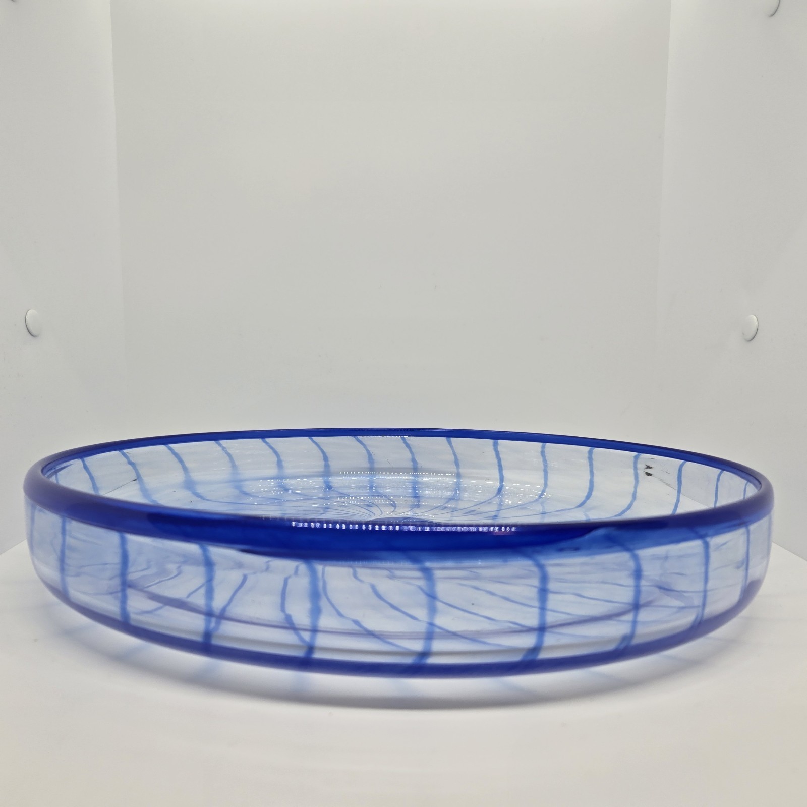 Vintage Kosta Boda Blue Swirl Bowl 12.75″