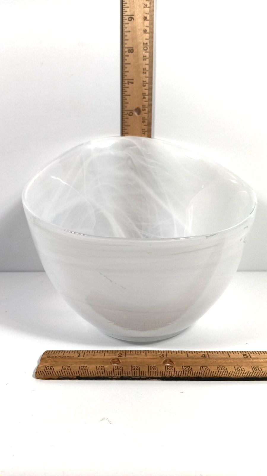 Vintage White Swirl Milk Glass Bowl asymmetrical