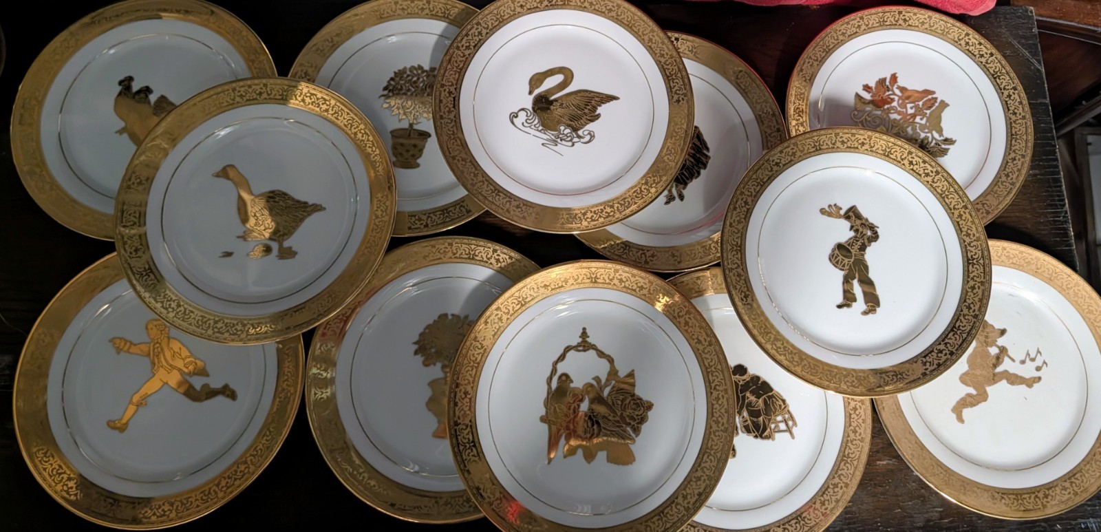 FULL SET WILLIAM ROBERTS FINE CHINA GOLDEN MAJESTY 12 DAYS CHRISTMAS 7.5″ PLATES