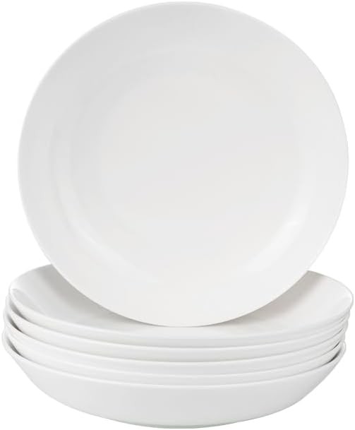 Fine Bone China Deep Plate Pasta Bowl 8.5 Inches Set of 6 Fine Glaze White Color