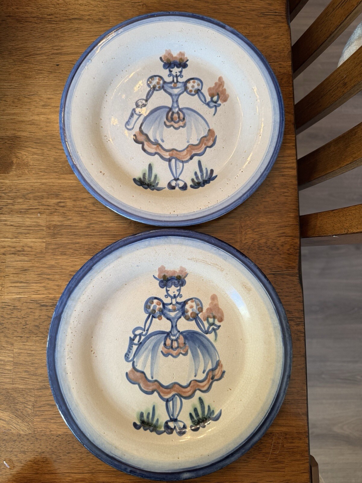 2 Vintage John B Taylor Art Pottery Milkmaid Lunch Plates 9” Louisville