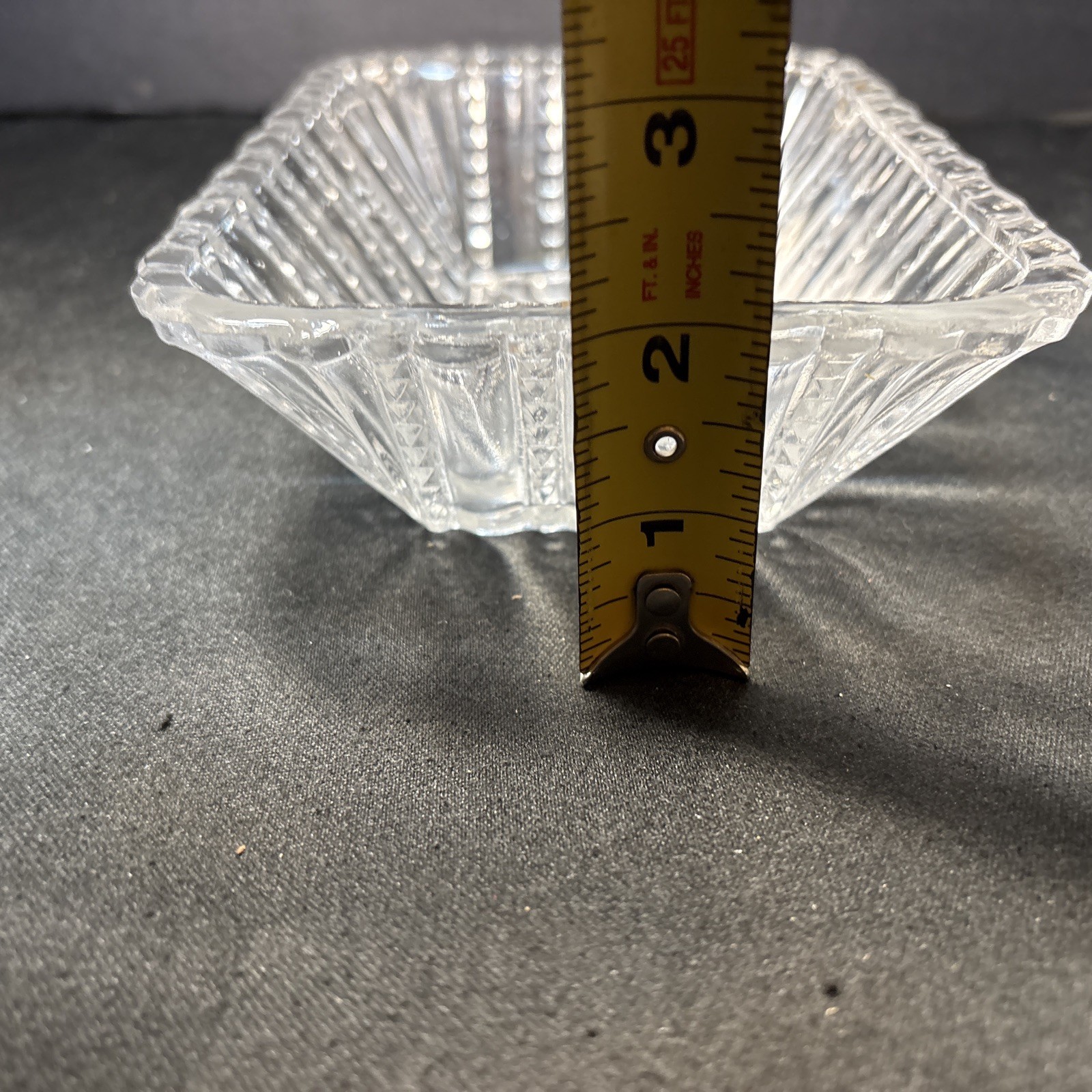 Antique Early 1900’S Pressed Glass Candy Dish Sunburst Clear 7”X5”Rectangular