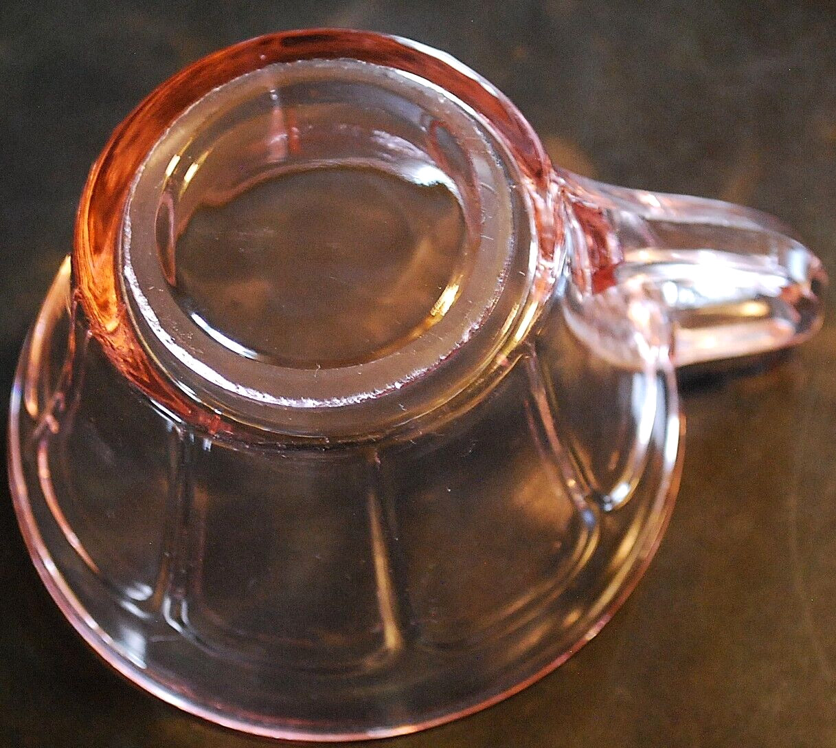Vtg Set 5 ‘VICTORY’ PINK DEPRESSION GLASS Cups/Matching Saucers c1930 By Diamond
