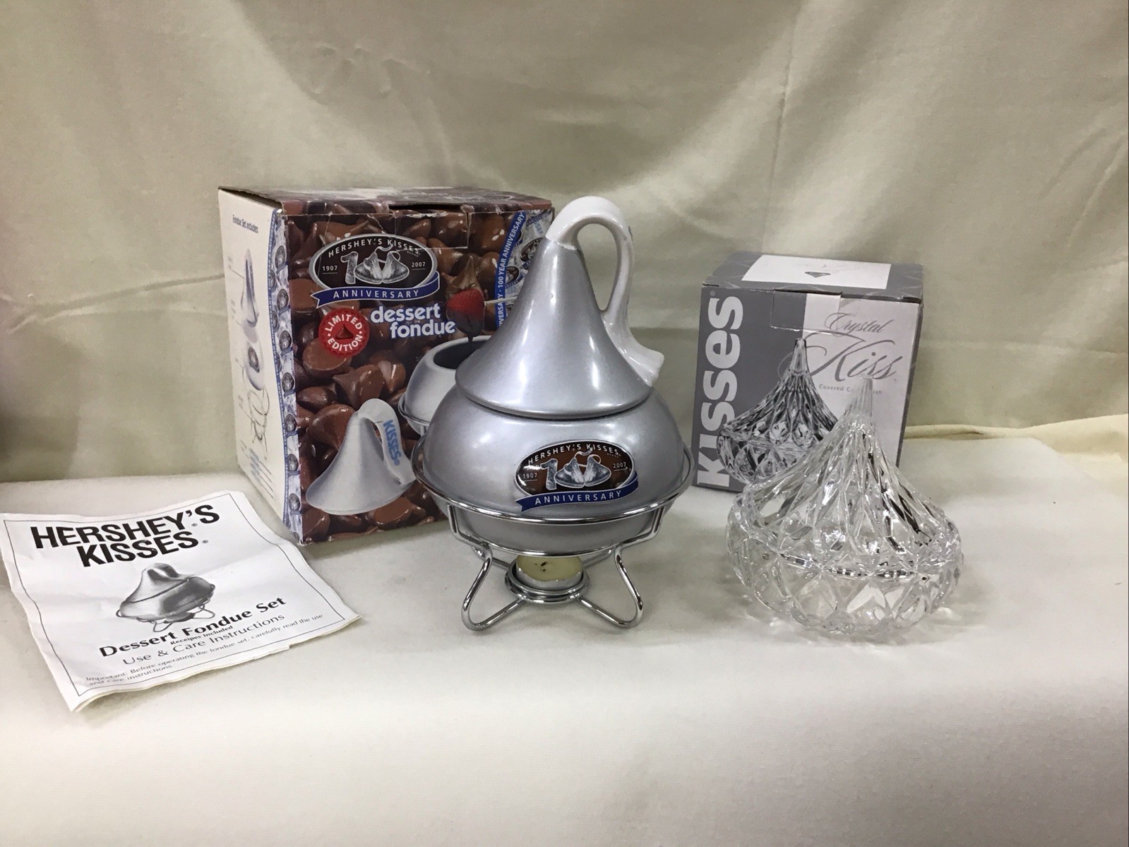 Hershey’s Kiss Crystal Candy Dish & Hershey’s Dessert Fondue W/ Original Boxes 1