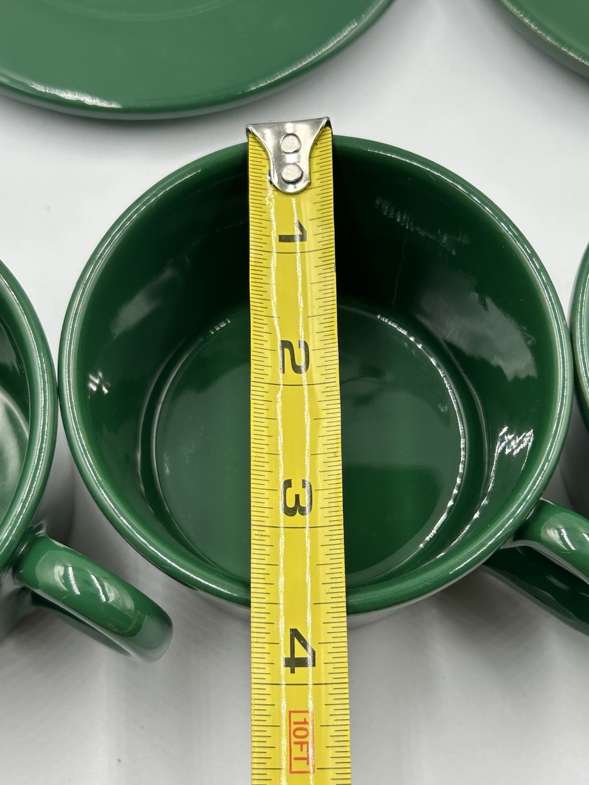Vintage Ralph Lauren Italy Hunter Green Pottery Tea Cups & Saucers Set 4 Italy