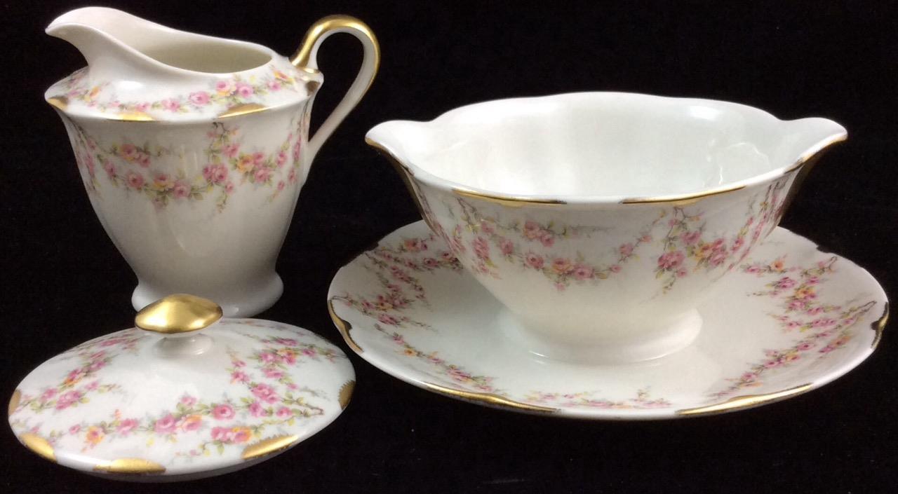 Haviland Varenne New York Group of 3 Gravy Boat Creamer and Sugar Bowl Lid Only