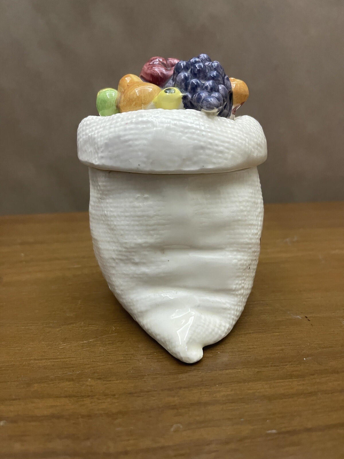 Vintage Lefton “Homemade” Lidded Jam Pot #3906 Ceramic Fruit Jar No Spoon