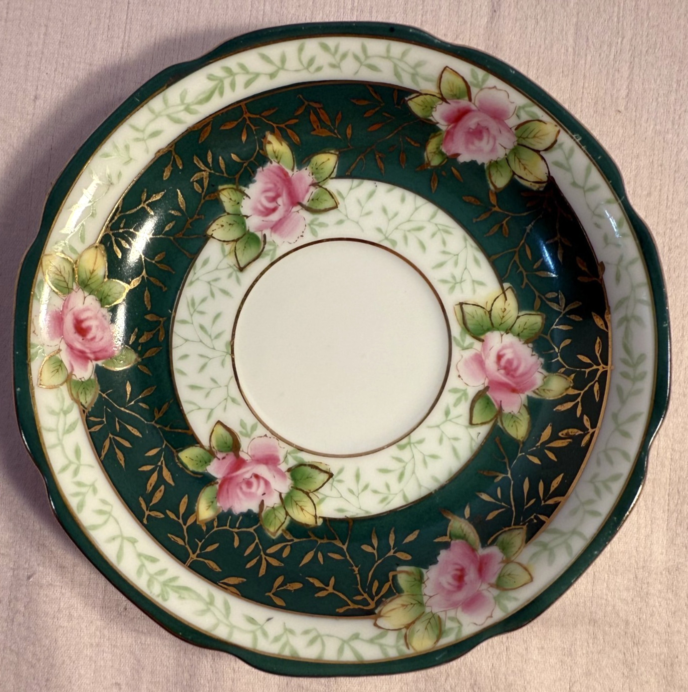 Vintage Hand Painted Gold China Tea Saucer w/ Gold Trim-Made in Occupied Japan
