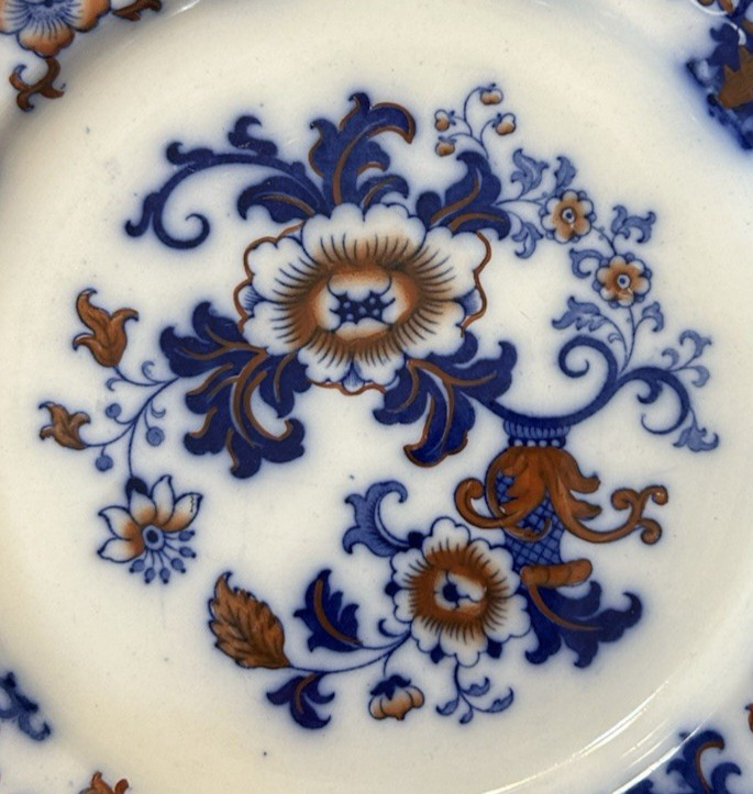 Royal Doulton POLYCHROME FLOW BLUE 10 1/4″ Plate “NANKIN” Staffordshire