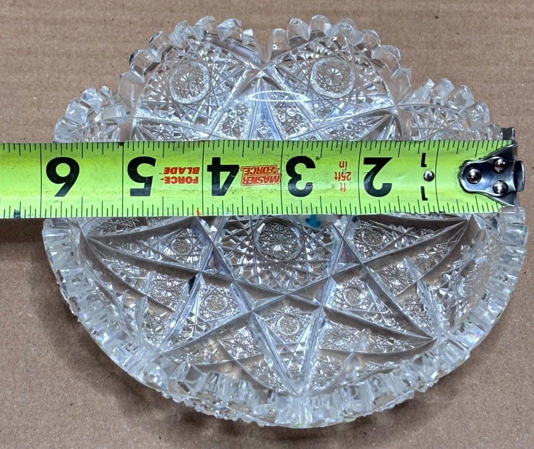 Signed Hawkes American Brilliant Cut Crystal Bowl 6.5″ Starburst ABP Dish