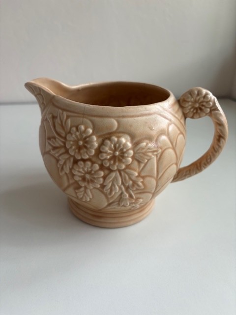 Arthur Wood Victory 30 Made In England Art Deco Pitcher Jug Beige Floral Vintage