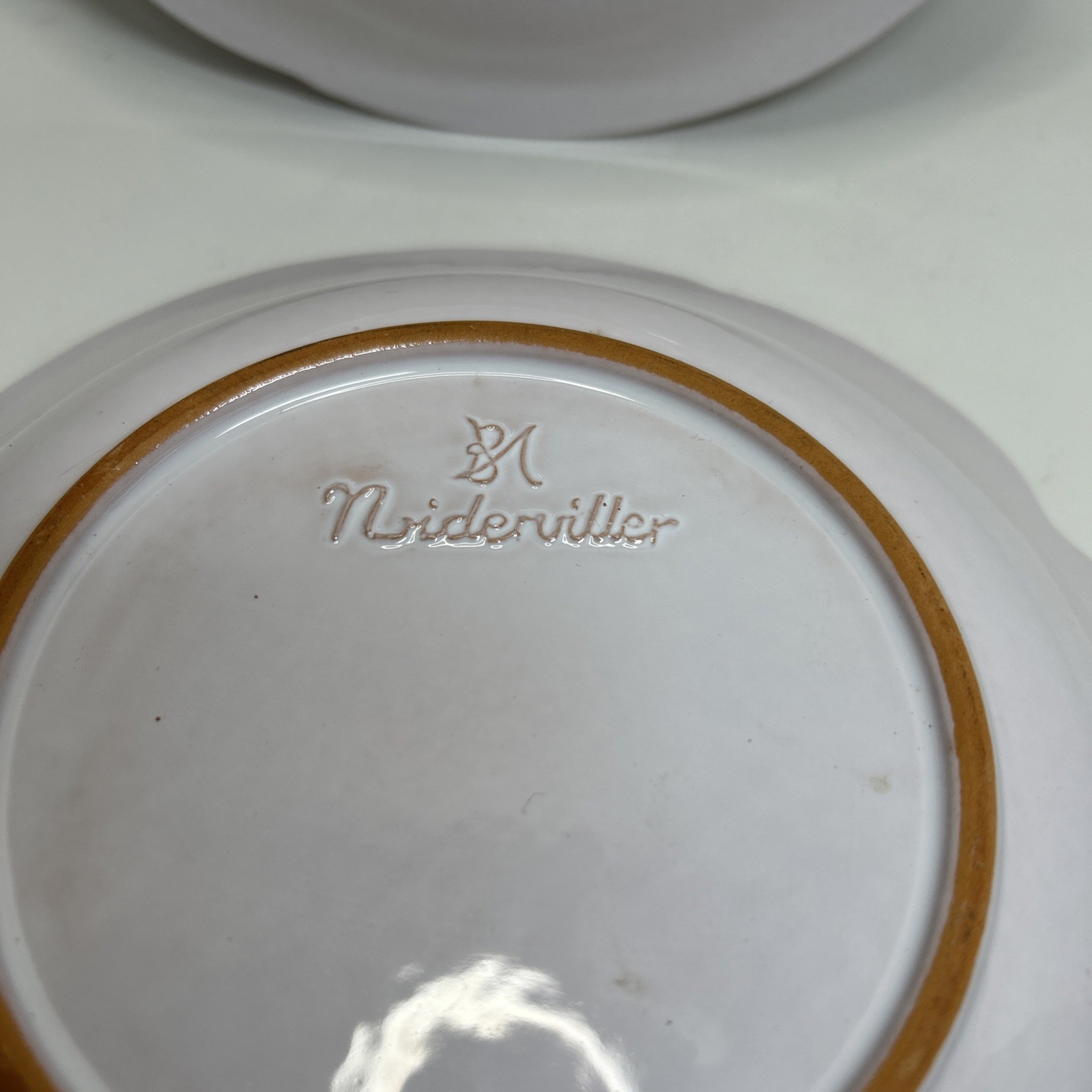 NIDERVILLER Pottery 8″ Pasta Soup Bowl Magenta Red Tree Motif Earthenware France
