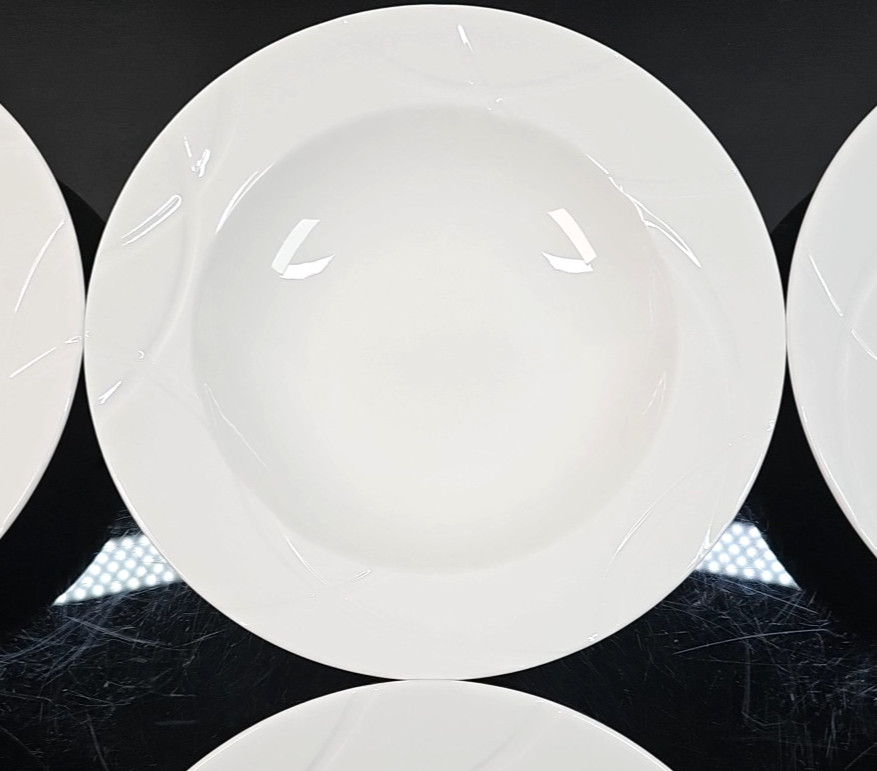 6 Lenox Vibe Rim Soup Pasta Bowl Set White Swirled Elegant Table Dining Dish Lot