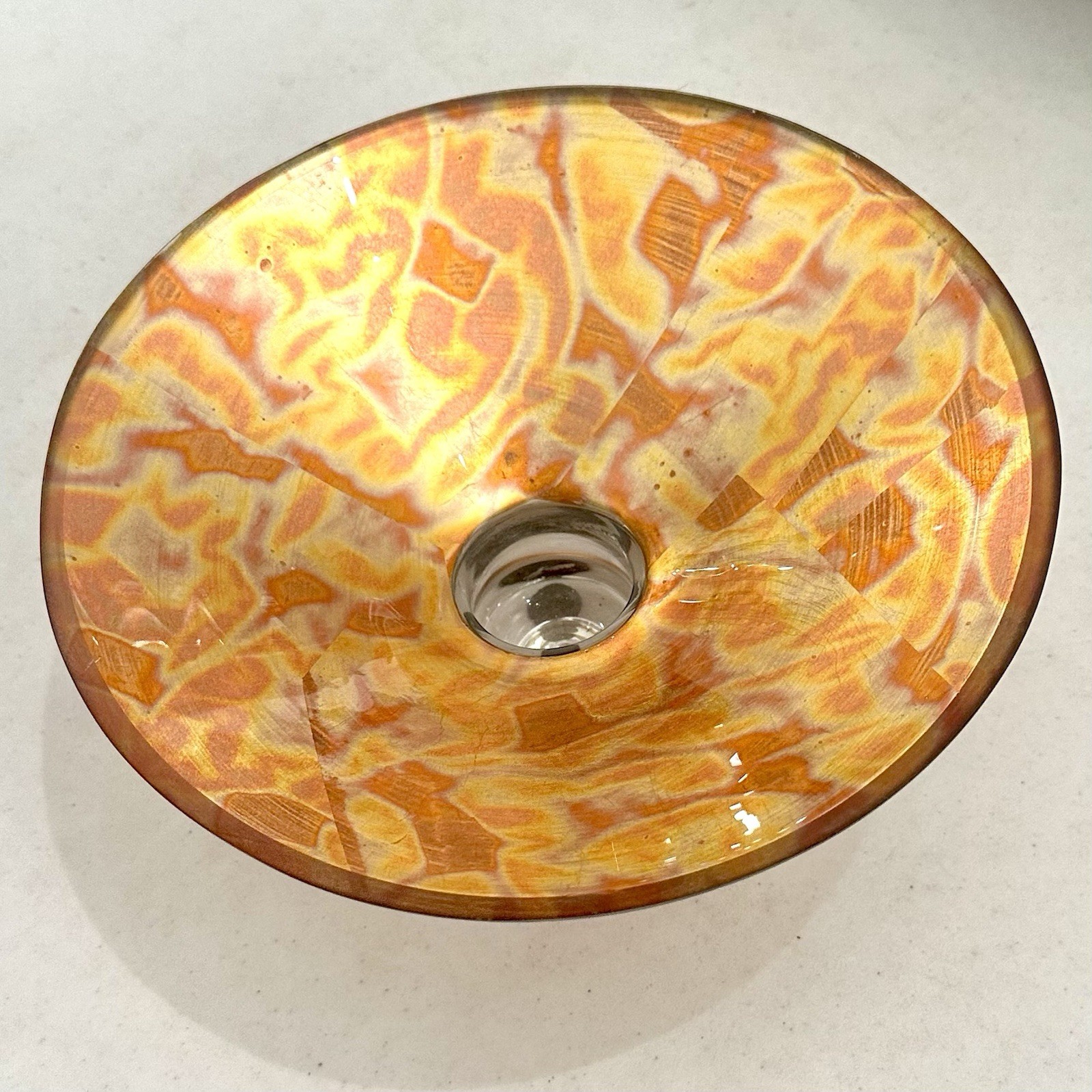 Tamara Childs Gold Swirl 9” Pedestal Bowl Centerpiece