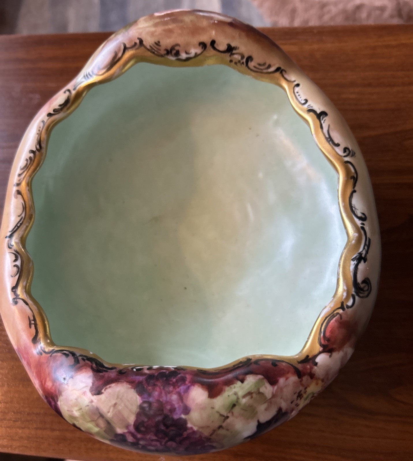 Antique Bavaria Hand Painted Antique Roses Pedestal Serving Bowl