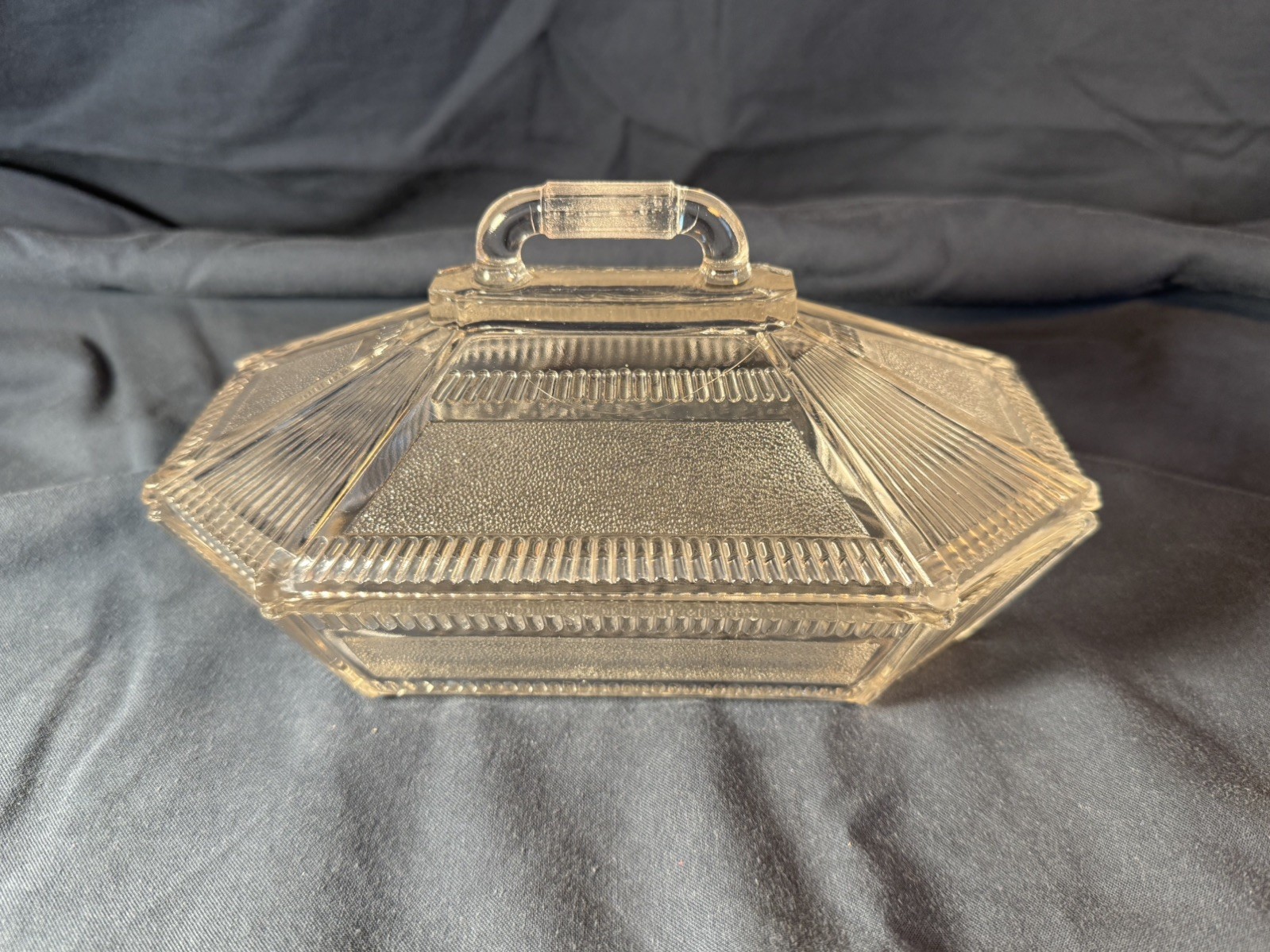 EAPG Bryce, Walker & Co. Glass Covered Dish, circa 1887. Derby / Pleat & Panel