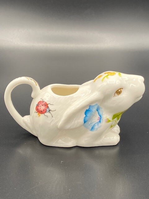 VTG Gracie China Bunny Rabbit Small Creamer Floral Pattern w/Lady Bug and Bee EU