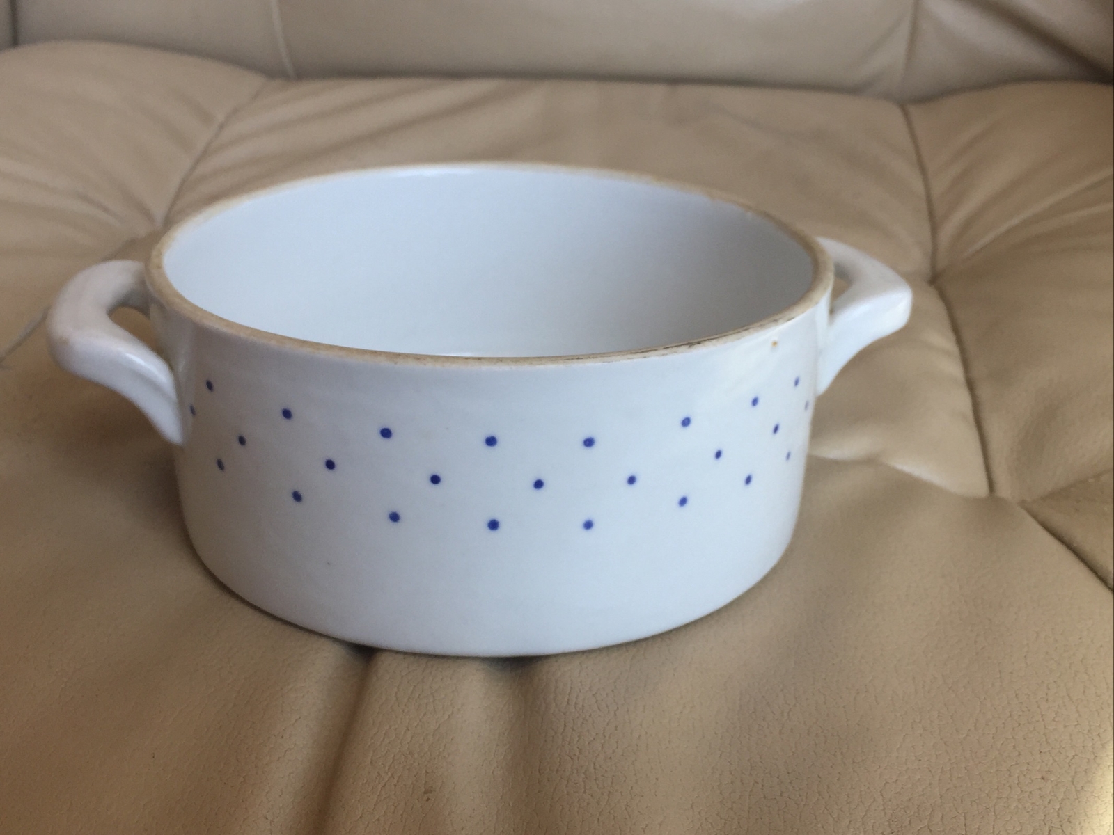 Rieber Mitterteich Bavaria BLUE DOTS SPOTS SPECKLES Handled Round Serving Dish