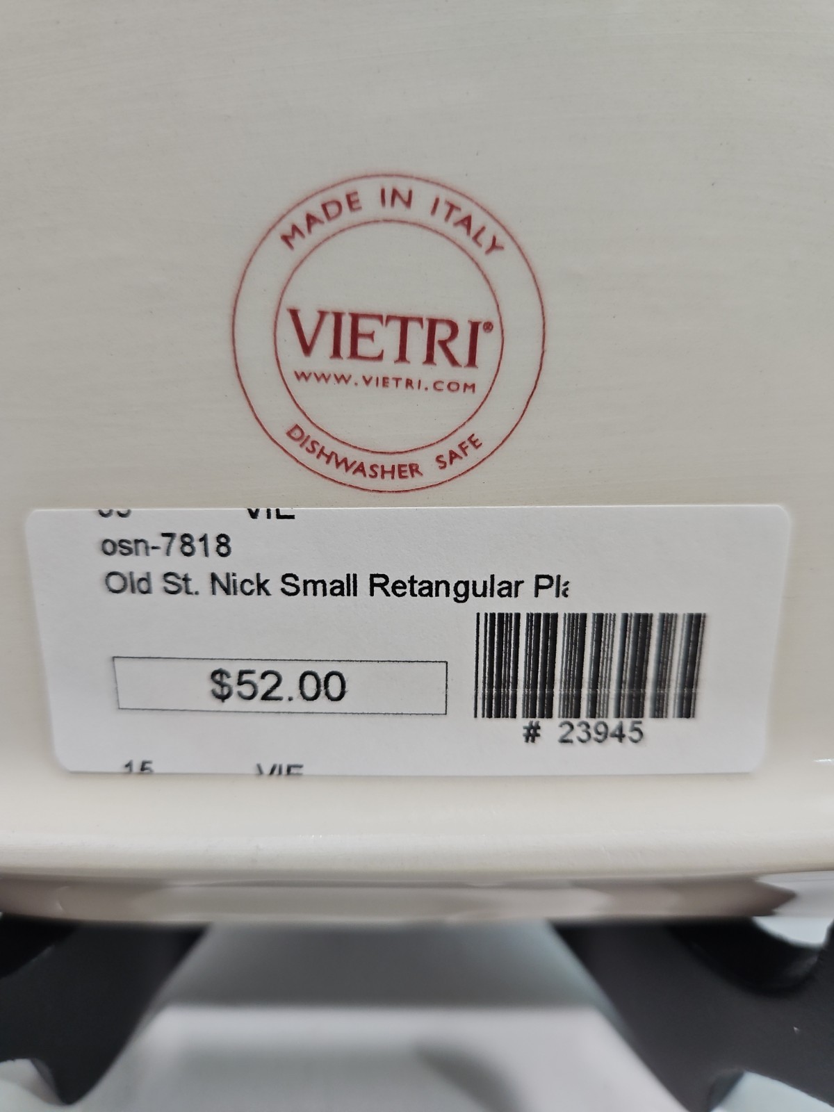 Vietri Old St Nick Small Rectangular 8.5″ x 5.5″ Plate/Tray Osn-7818 ITALY