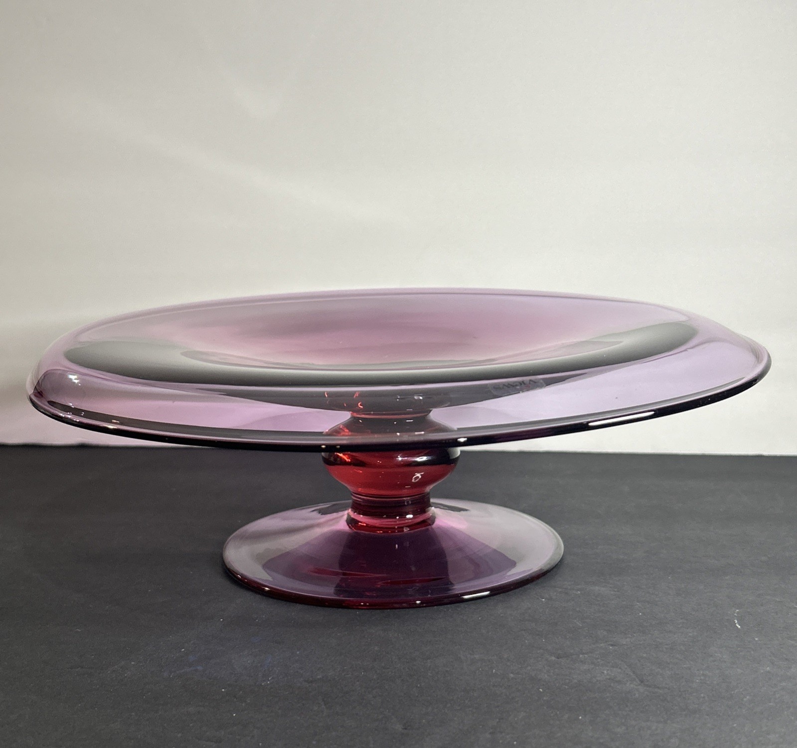 Views Int’l Purity Lilac 11” Pedestal Cake Stand Amethyst Glass Made In France