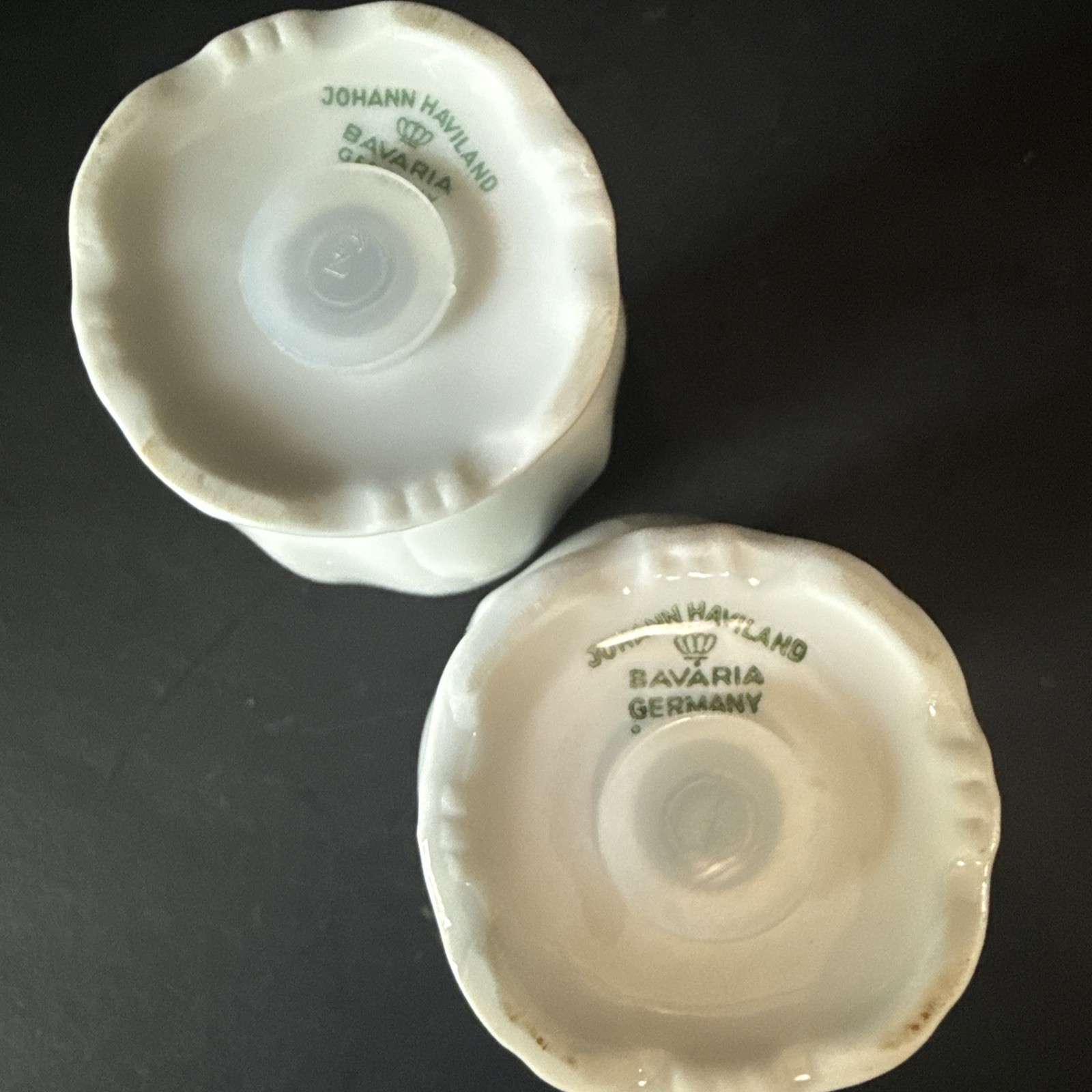Johann Haviland Salt & Pepper Shaker Set Bavaria Germany Blue Garland Floral Vtg