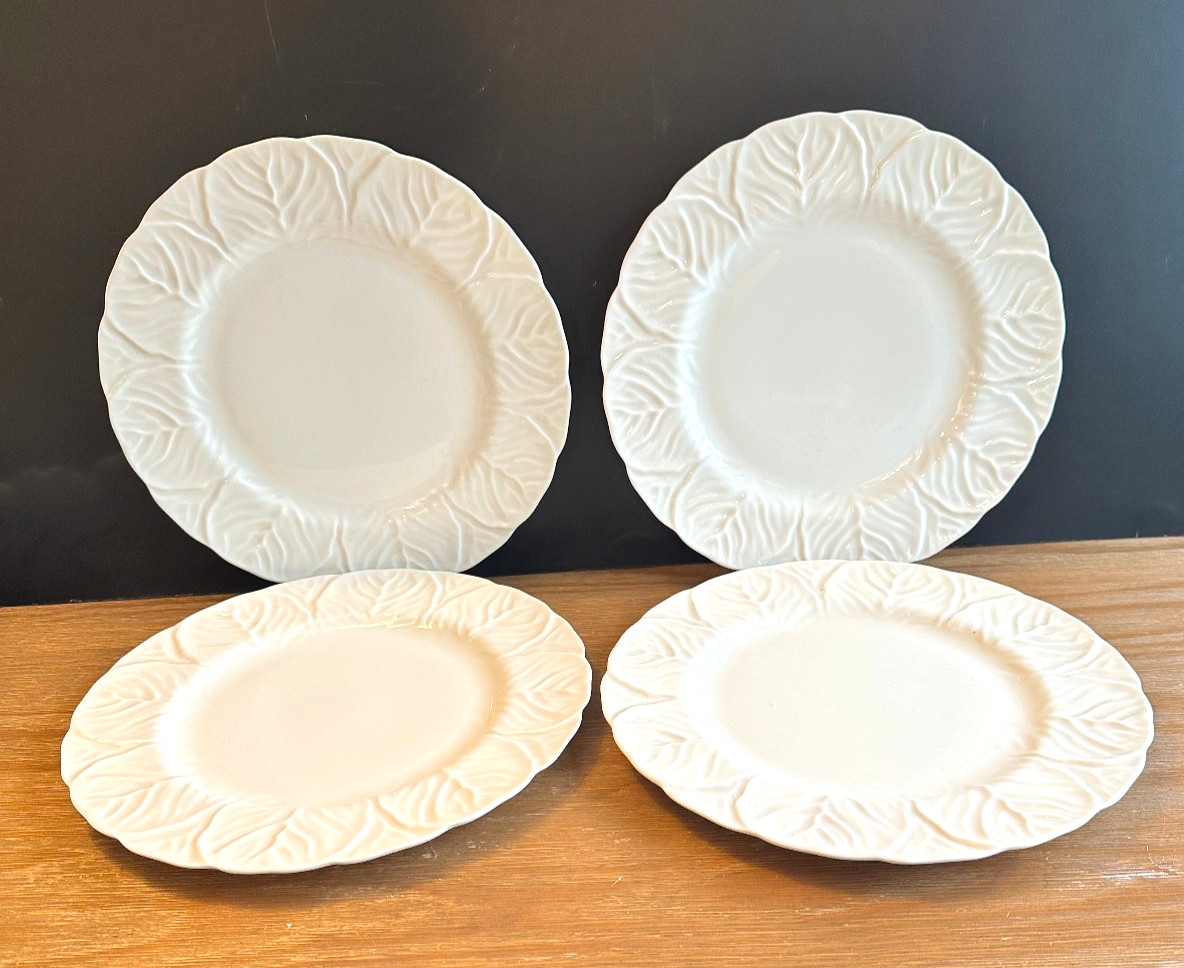 Wedgewood Countryware White Bone China porcelain Cabbage Leaf Dinner Plates 4