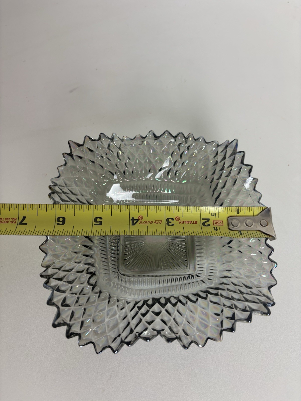 VTG Indiana Glass Smokey Grey Diamond Sawtooth Candy/ Trinket Dish