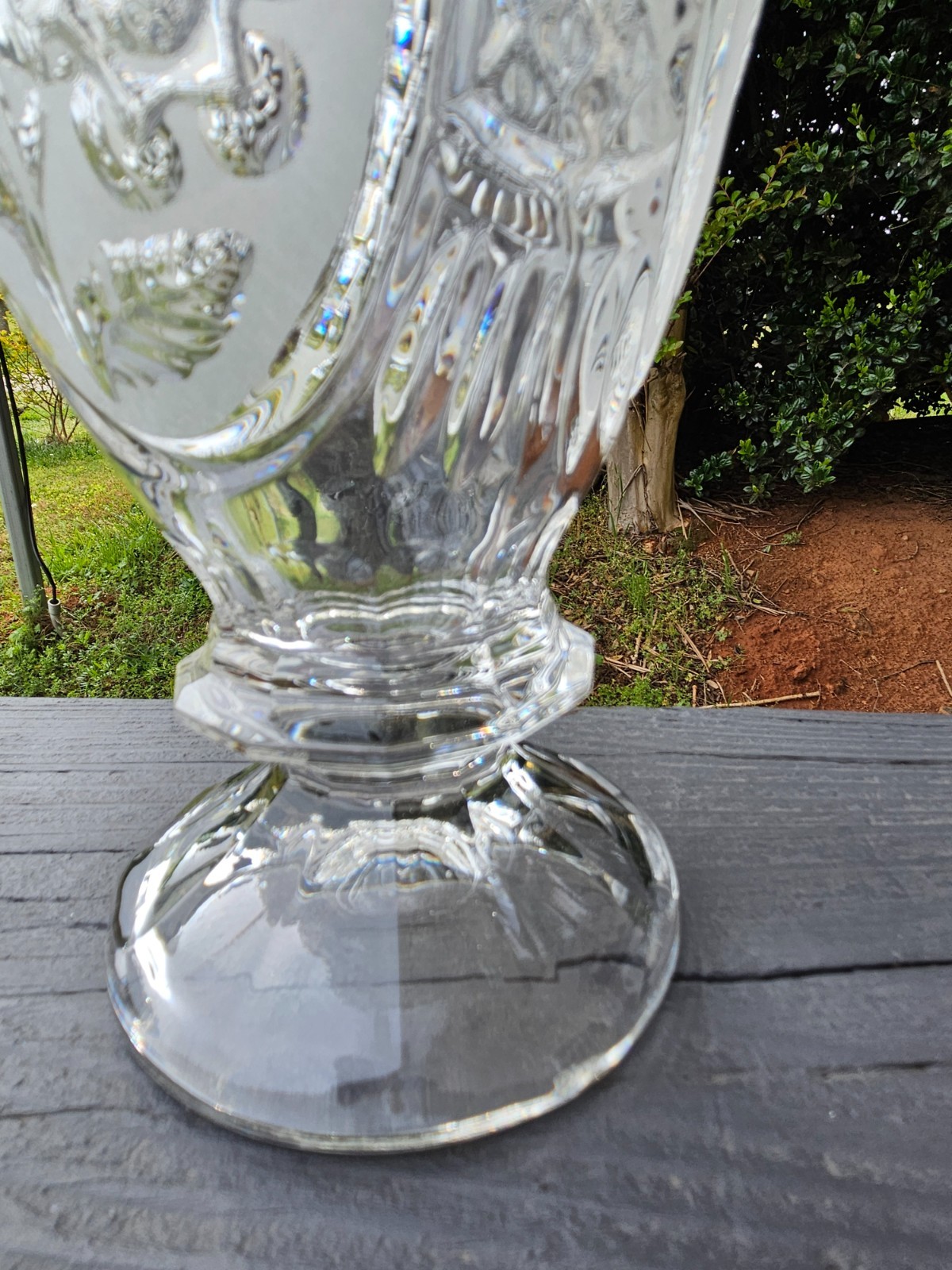 Apothecary Jar Lidded Etched Floral Patterns 14″ Crystal D’Adriana of Yugoslavia