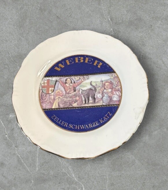 Weber Zeller Schwarze Katz Gold Rim Plates 7.75 Inch Wine , Black Cat Lot Of 4