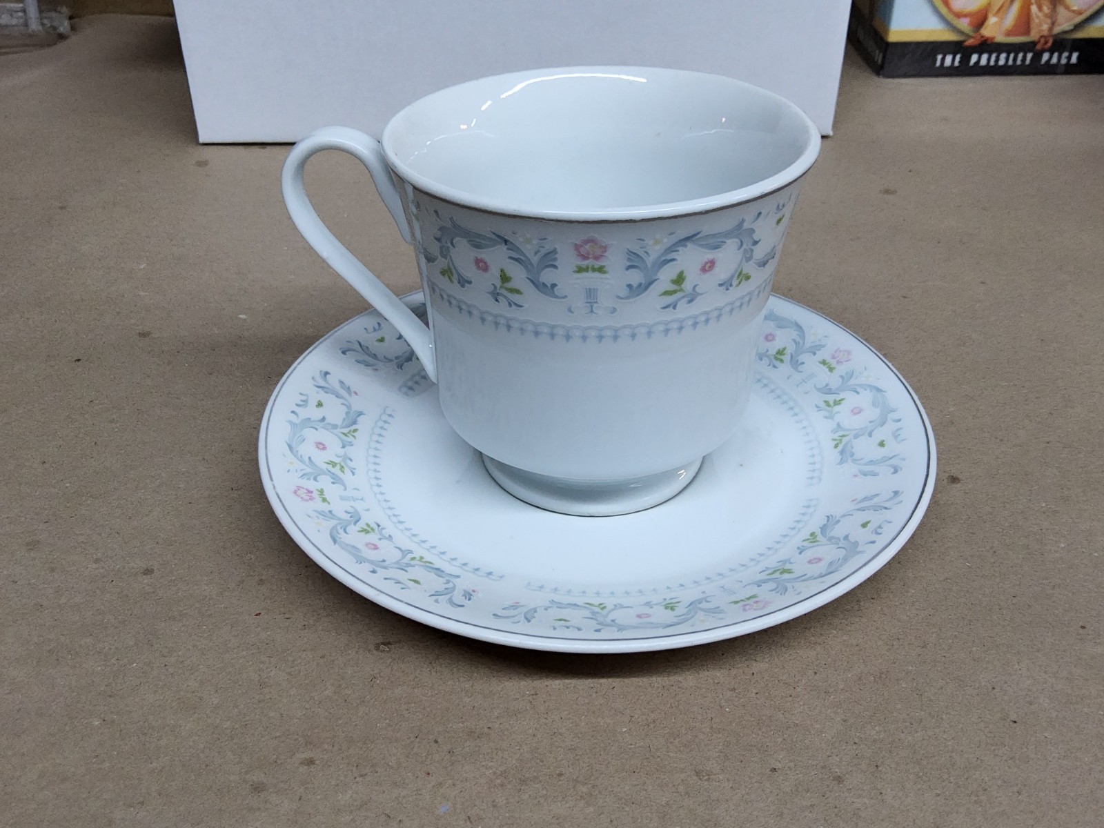 FTD Fine China Porcelain Cup and Saucer JM Pink Blue Floral